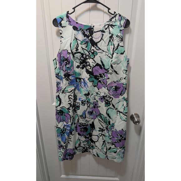 Madison Leigh Women's 14 Multicolor Floral Knee Length Sheath Summer Dress - Picture 1 of 7